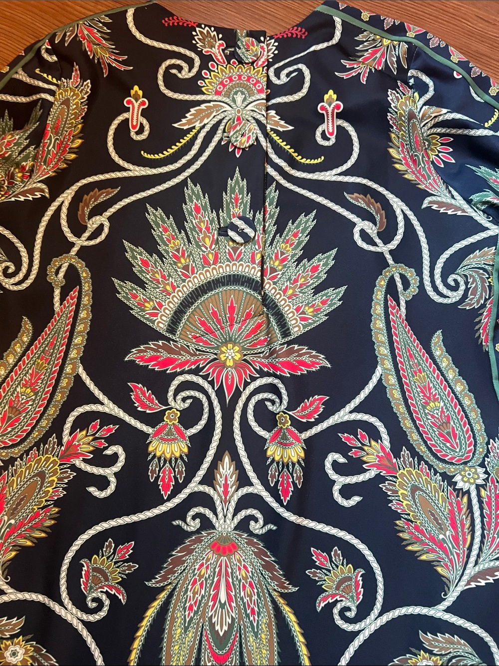 Gretchen Scott Designs Navy Paisley-Print Long Sleeve A-Line Dress - Picture 8 of 9